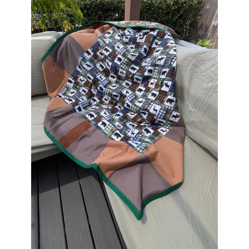 Woodland Animals Reversible Lightweight Quilt and Pillowcase Set 84 x 58 NEW